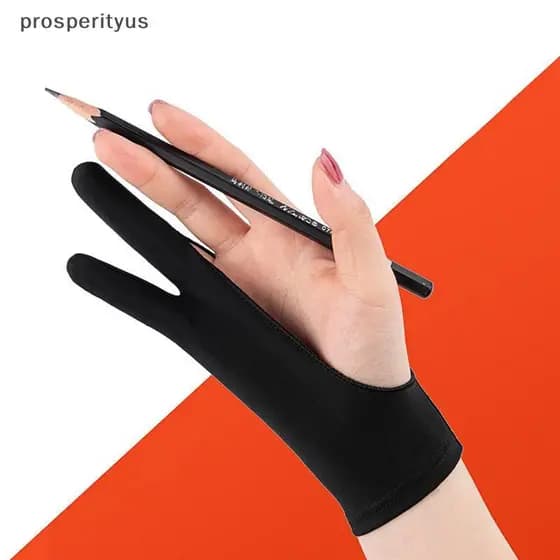 [prosperityus] Anti-Incrustante Mistouch Abrasão E Transpiração Luva De Pintura Antitoque De Dois Dedos Para Desenho Tab