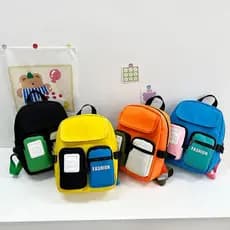 Crianças mochila mochila saco de escola preto crianças mochila crianças contraste cor mochila versão coreana leve crianç