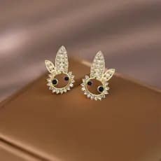 S925 prata agulha bonito coelho brincos feminino 2023 moda elegante brincos estilo luz luxo High-End brincos