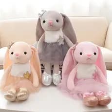 Longo Vestido De Orelha De Coelho Apaziguar Brinquedo Linda Bailarina Macio Stuffed Toys