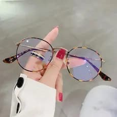 Óculos De Metal Anti-Luz Azul Feminino Masculino Moda Clássico Vintage Armação Redonda Jogo De Computador