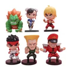 6 Pçs/set Jogo Street Fighter CHUN LI RYU Ken Guile Akuma PVC Action Figure Brinquedos Modelo Colecionável