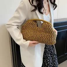 Nova Bolsa de Praia de Verão para Mulheres, Bolsa Clutch de Luxo, Bolsas de Palha de Designer, Bolsa Tote, Bolsa de Mão