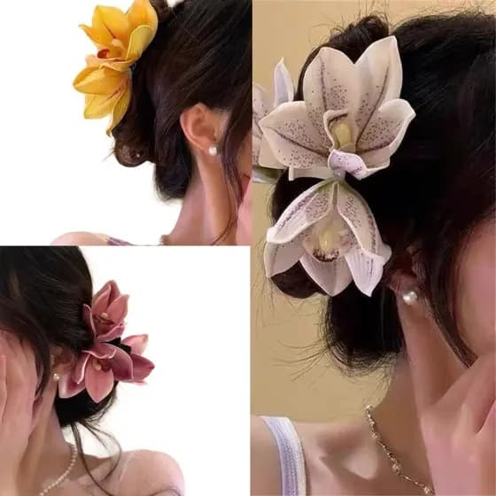 ASHLUYAK Life Like Orchids Flower Grampo De Cabelo Garra Suporte De Rabo De Cavalo Para Festival De Música