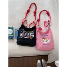 2026 verão novo estilo indústria pesada bordado saco de compras tamanho médio com zíper ajustável balde saco feminino le