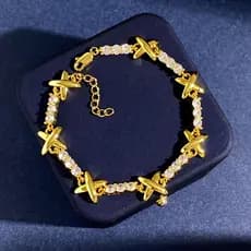 RODREASON Pulseira Feminina Coreana Luxuosa Em Forma De X Com Zircônia Banhada A Ouro , Ideal Para Banquetes E Festas