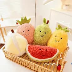 Decorador Frutas Vegetais Brinquedo De Pelúcia Bonito Macio Melancia Abacaxi Banana Morango Manga Cenoura Crianças Prese