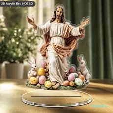 Decorações De Mesa De Páscoa Coelhinho Fofo/Jesus Sinal Ornamentos Acrílicos Planos Para Escola De Escritório Doméstico