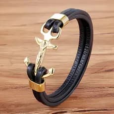 Âncora De Aço Inoxidável Multi-Camadas Religiões De Costura Pulseiras De Couro Para Jóias Homem Acessórios De Presente