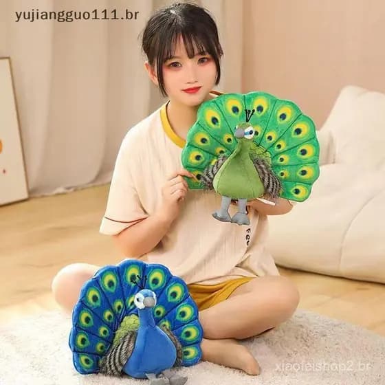# Novo Linda Simulação Pavão Brinquedos De Pelúcia Verde Azul Spread Tail Bichos Macios Presentes De Aniversário Para Cr