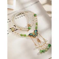 Moss Twilight Snow [Chá] Novo Colar Chinês Estilo Antigo Borla Longa Hanfu Munch Corrente De Clavícula Retro Musgo Crepú
