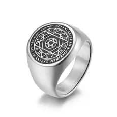 Pentagrama De Salomão Anéis Para Homens Patrono Santo Anel Arcanjo Raphael Sigil Divine Healer Joias Masculinas De Aço I