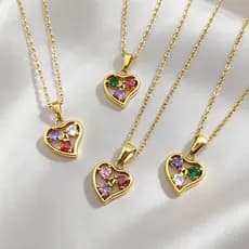 High-End aço inoxidável incrustado zircão pingente único pingente moda feminina em forma de coração amor DIY clavícula c