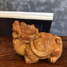 Verde sândalo dragão tartaruga lidar com peça de madeira maciça artesanato Wenwan mogno escultura decorações ornamentos
