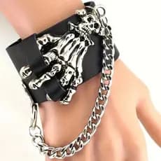 Pulseira de corrente de caveira, pulseira exclusiva de garra fantasma Punk retrô, adequada para decoração de mão