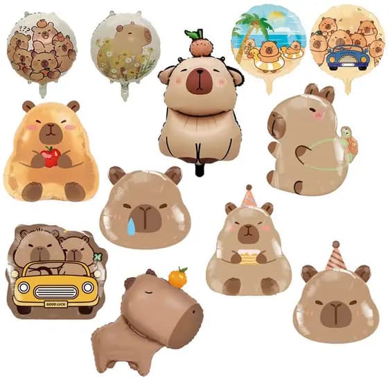 Kapibara balão capivara forma de desenho animado balão crianças festa de aniversário decoração balão de filme de alumíni