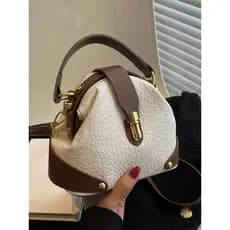 Bolsa Feminina Elegante com Blocos de Cores, Bolsa Transversal de Couro PU Moderna, Bolsa Casual Versátil de Alta Qualid