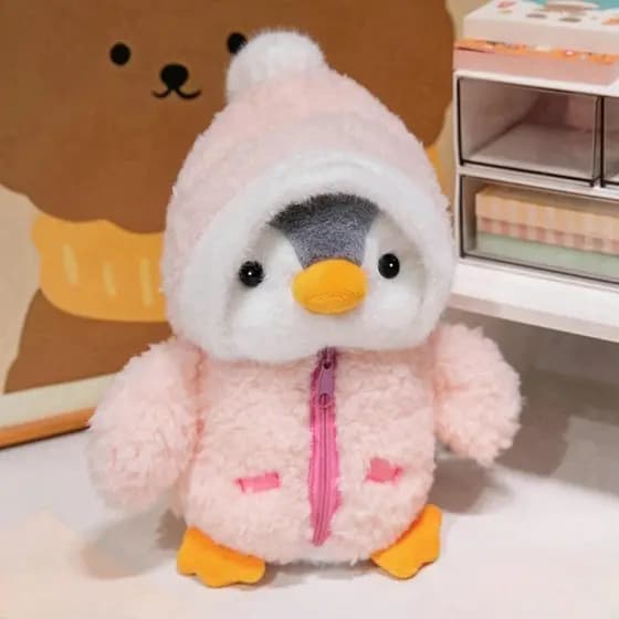 Pinguim de Pelúcia de Natal, Brinquedo de Pelúcia Fofo com Jaqueta e Chapéu de Lã, Boneco de Pelúcia Pequeno para Menino