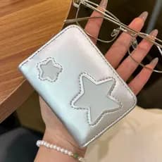 Estilo coreano estrela simples titular do cartão feminino portátil multifuncional saco de armazenamento de documentos Mu