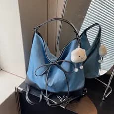 Bolsa Tote plissada de grande capacidade feminina 2024 novo estilo Casual All-Match bolsa Diagonal de um ombro estudante