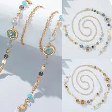 Corrente de Óculos com Strass, Metal Pendurado no Pescoço, Antiderrapante, Antiperda, Suporte para Óculos de Sol, Não Ca