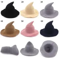 1 Peça Chapéu De Bruxa Feminino De Algodão , De Halloween Dobrável De Malha Com Aba Grande E Decoração Dramatização De F