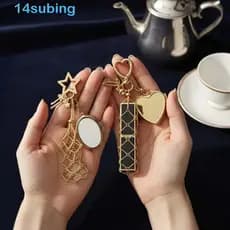 Chaveiro De Bolsa De Batom De Bolso Líquido SUBING , Com Mini Malha De Metal Espelhado , Oco