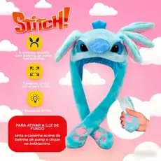 Touca Stitch Que Levanta Orelha E Pisca Gorro Com LED Brilha Anime Desenho Criança Divertido