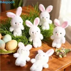 BREPOCH 10 Unidades De Chaveiro De Pelúcia De Coelho Branco , Brinquedo Pequeno Fofo , Macio