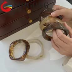 Pulseira Larga Irregular SHIGONG , De Acrílico Com Manchas Boêmias , Anel De Mão Retrô Estilo Europeu Americano