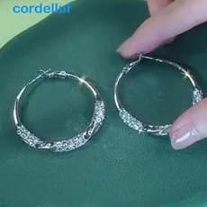 CORDELLUF Brincos Redondos Grandes , De Argola Simples De Luxo Leve , Joias De Orelha Femininas Exageradas De Zircônia