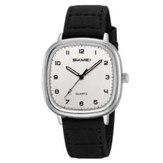 SKMEI 2586 Retro Simples Relógio De Quartzo Masculino Mostrador Quadrado Pulseira De Couro À Prova Dwaterproof Água Negó