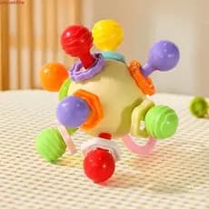 Brinquedo Sonoro De Chocalho JUNYUE , Bola De Aperto De Mão Mastigável De Silicone Redonda De Manhattan Giratório Potáve