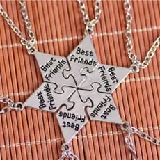 Conjunto de 6 peças de colares de melhores amigos, pingentes hexagonais com letras giratórias, acessórios de joias de am