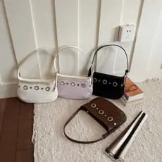 Y2K Hot Girl Estilo Anel de Metal Bolsa nas Axilas Couro Angustiado Alça de Ombro Intercambiável Multicolor Opcional Doc