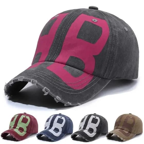 Novo Boné De Beisebol Retrô All-match Para Homens Velho Lavado Denim Pico Macio Topo Impresso Carta Chapéu De Sol Mulher