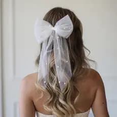Estone Delicado Véu Grampo De Cabelo Headpiece Bowknot Pérolas Hairpin Festa De Despedida De Solteira Nupcial Jóias