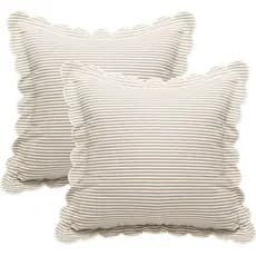 Newwiee Bege, Conjunto de 2 Capas de Almofada com Borda Ondulada, 18 x 18 Polegadas, Capa de Almofada Decorativa de Algo