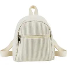 Mochila Pequena de Corduroy, Mochila Mini Estilosa para Mulheres, Mochila Bonita para Viagens e Compras (bege)