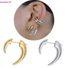 Liweikea Delicado Lua Brincos Chifre Falso Cone Brinco Espiral-Redondo Tribais Moda Meia Parafuso Prisioneiro Orelha