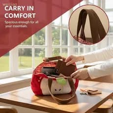 [WEI] Bolsa De Frutas Vermelhas Material De Veludo Ombro De Lona Feminina Linda Chique Para Data Piquenique Campus Uso B