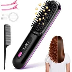 Escova Alisadora de Cabelo Sem Fio Go Brush Pro, Escovas Alisadoras Portáteis para Viagem, Escovas de Cabelo Mini Sem Fi