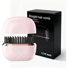 Mini Escova Alisadora, Escova Alisadora de Cabelo Portátil Recarregável, Controle de Temperatura de 3 Velocidades, Reves