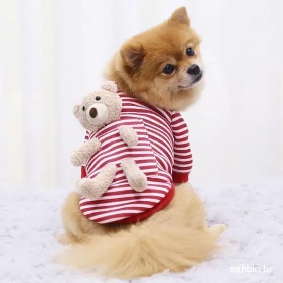 Roupa Quente e Fofa para Animais de Estimação com Listras de Urso para Cães Pequenos e Médios, Filhotes, Gatos, Chihuahu
