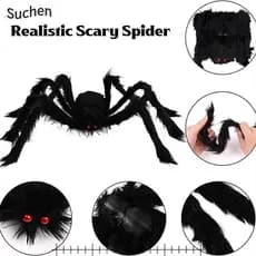 SUCHENJ2 Halloween Gigante Realista , Simulação Tricky Decoração Grandes Aranhas Pretas , Pelúcia