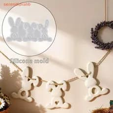 [serendipiahb] Moldes De Silicone Para Pingente De Coelho De 3 Cavidades , Design De Coração Oco , Molde Artesanal DIY R