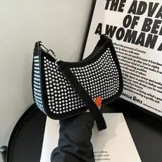 Novo saco feminino verão brilhando espumante de um ombro mensageiro portátil corrente axilas saco cheio de diamante stra