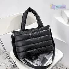 Bolsa de Mão Fluffy Feminina NANCYE, Leve, para Escritório, Preenchida com Algodão NR23