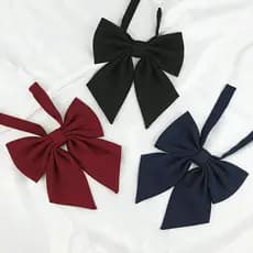 Gravata borboleta de sarja JK em cor sólida com pontas de penas, gravata borboleta infantil estilo uniforme escolar com