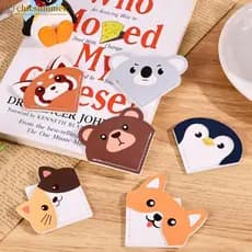 CHICSUMMER Couro Dos Desenhos Animados Animais Marcadores Leitura Paginado Marcador Pasta Triangular Estudante Estudo Pa